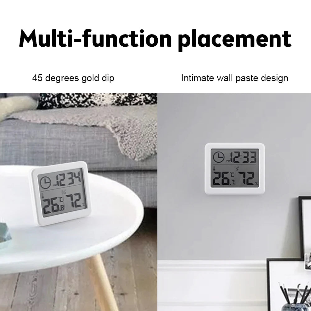 Multifunction Thermometer Hygrometer Automatic Electronic Temperature Humidity Monitor Clock 3.2inch Large LCD Screen