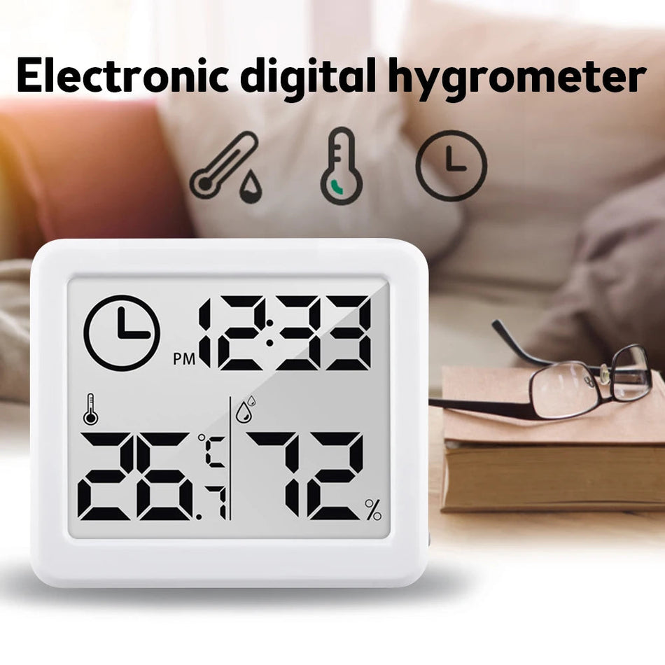 Multifunction Thermometer Hygrometer Automatic Electronic Temperature Humidity Monitor Clock 3.2inch Large LCD Screen