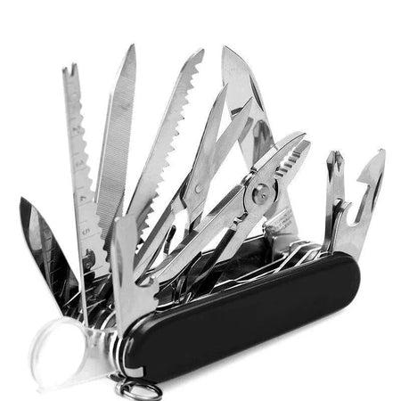 Multifunctional Folding Swiss Army Knife Portable EDC Stainless Steel Pocket Knife Outdoor Camping Emergency CombinationTool Type 1-Black