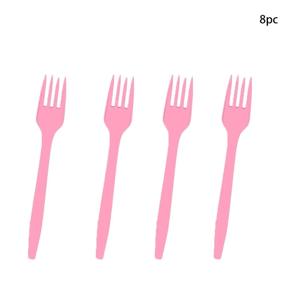 Mushroom Flower Fairy Disposable Tableware Set 8pcs forks