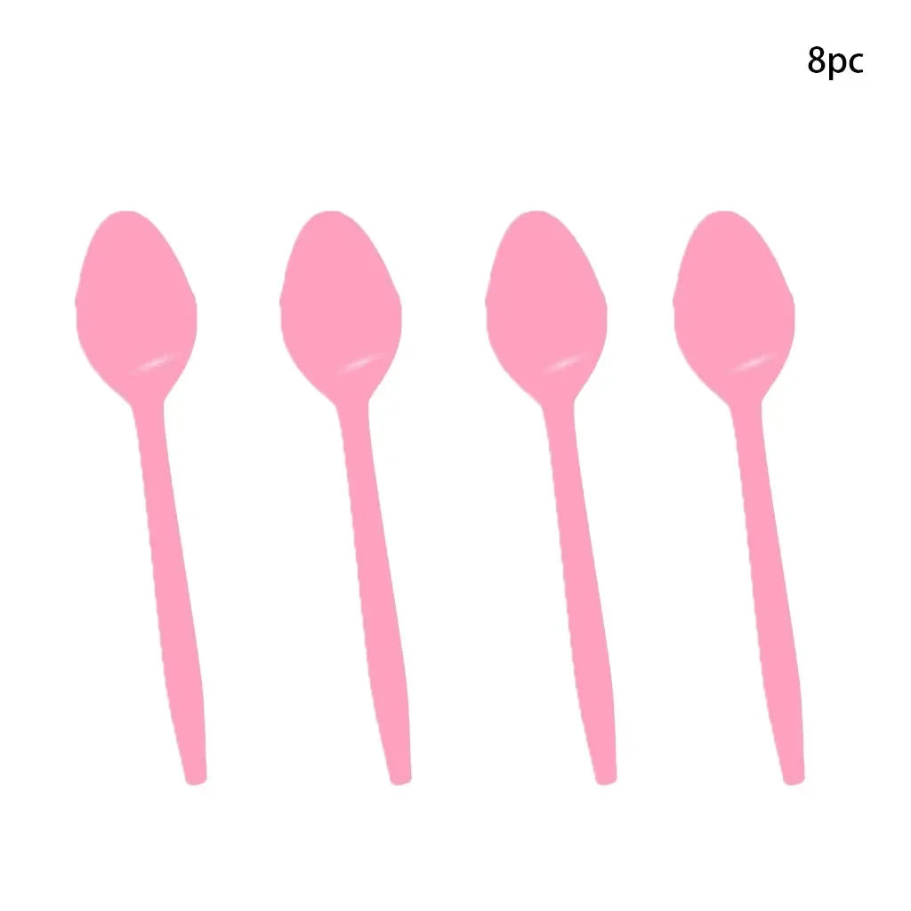 Mushroom Flower Fairy Disposable Tableware Set 8pcs spoons