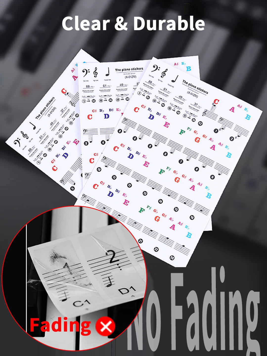 Music Notes for Piano Stickers Keyboard Accessories Musical Instruments Parts Protection Synthesizer 88 61 Keys