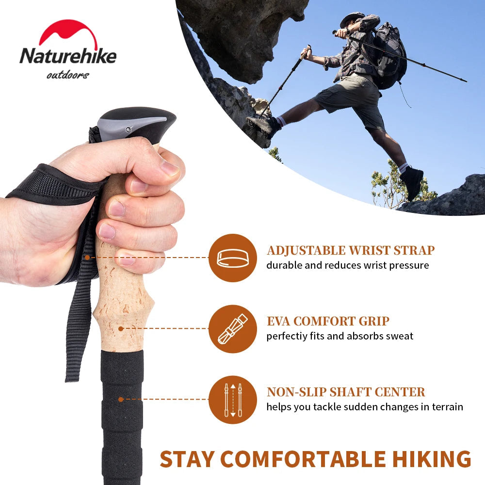 Naturehike Carbon Fiber Trekking Poles - 2pcs