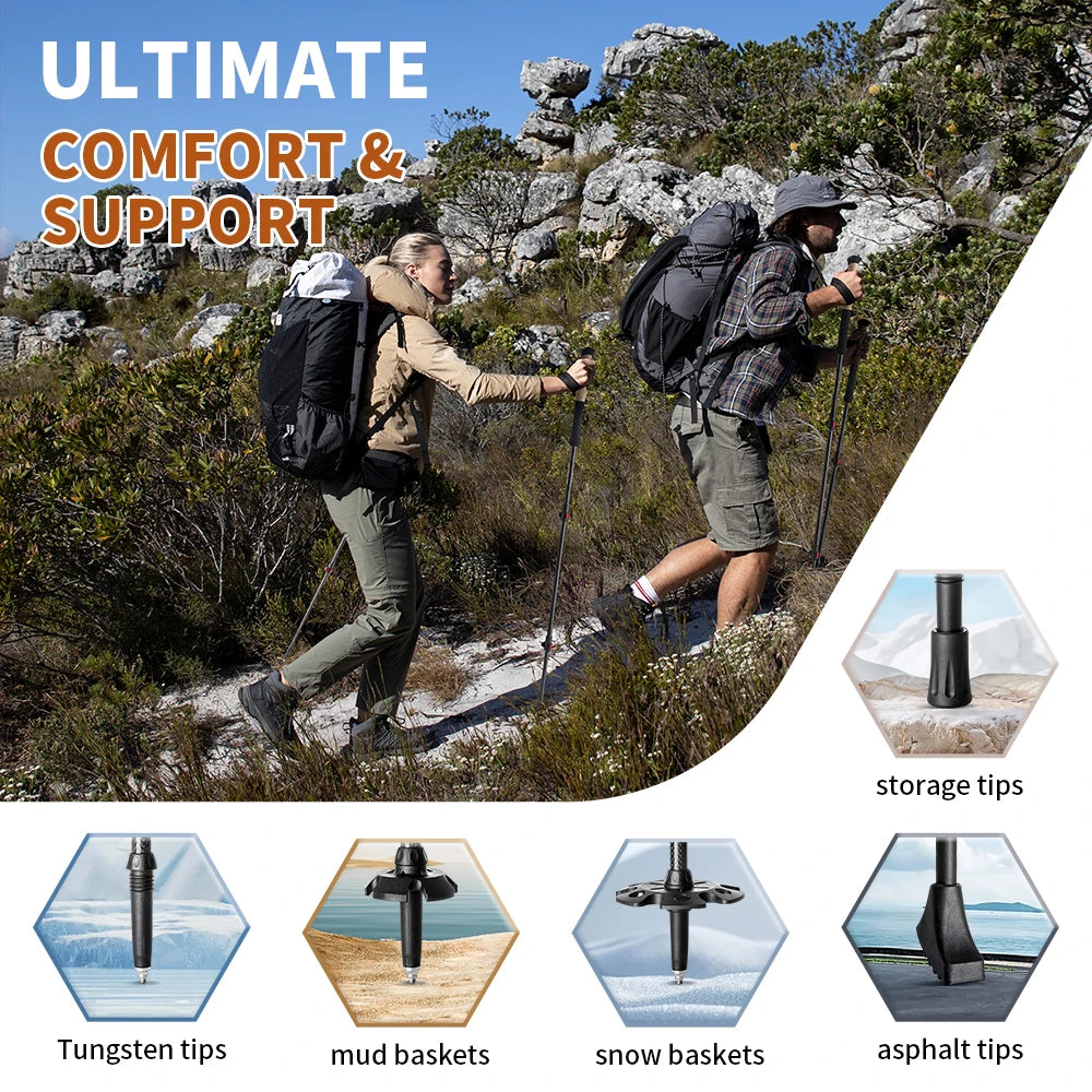 Naturehike Carbon Fiber Trekking Poles - 2pcs