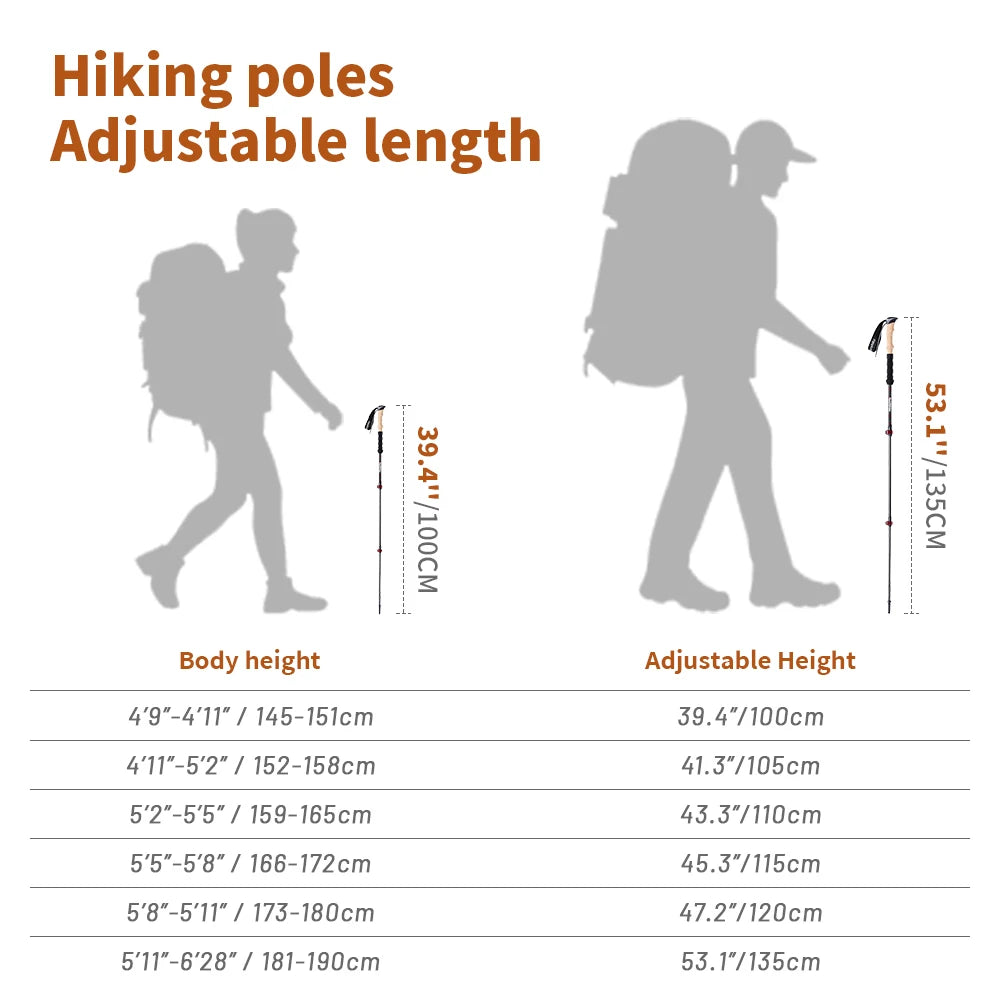 Naturehike Carbon Fiber Trekking Poles - 2pcs