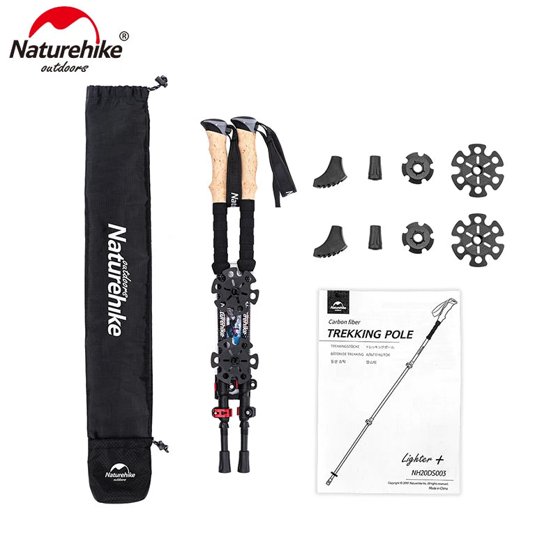 Naturehike Carbon Fiber Trekking Poles - 2pcs Red