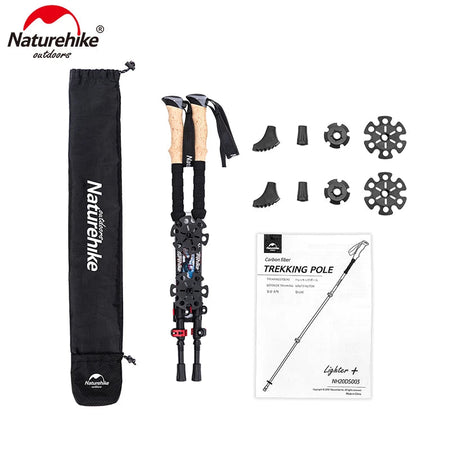 Naturehike Carbon Fiber Trekking Poles - 2pcs Red