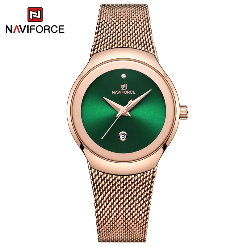 NAVIFORCE 2022 Women Watches Luxury Rose Gold Ultra Thin Ladies Watch Luxury Waterproof Quartz WristWatch Woman Relogio Feminino