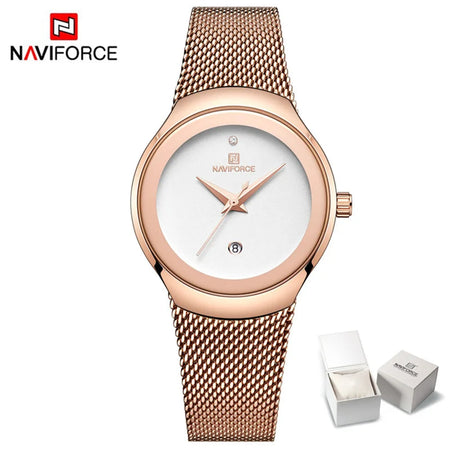 NAVIFORCE 2022 Women Watches Luxury Rose Gold Ultra Thin Ladies Watch Luxury Waterproof Quartz WristWatch Woman Relogio Feminino
