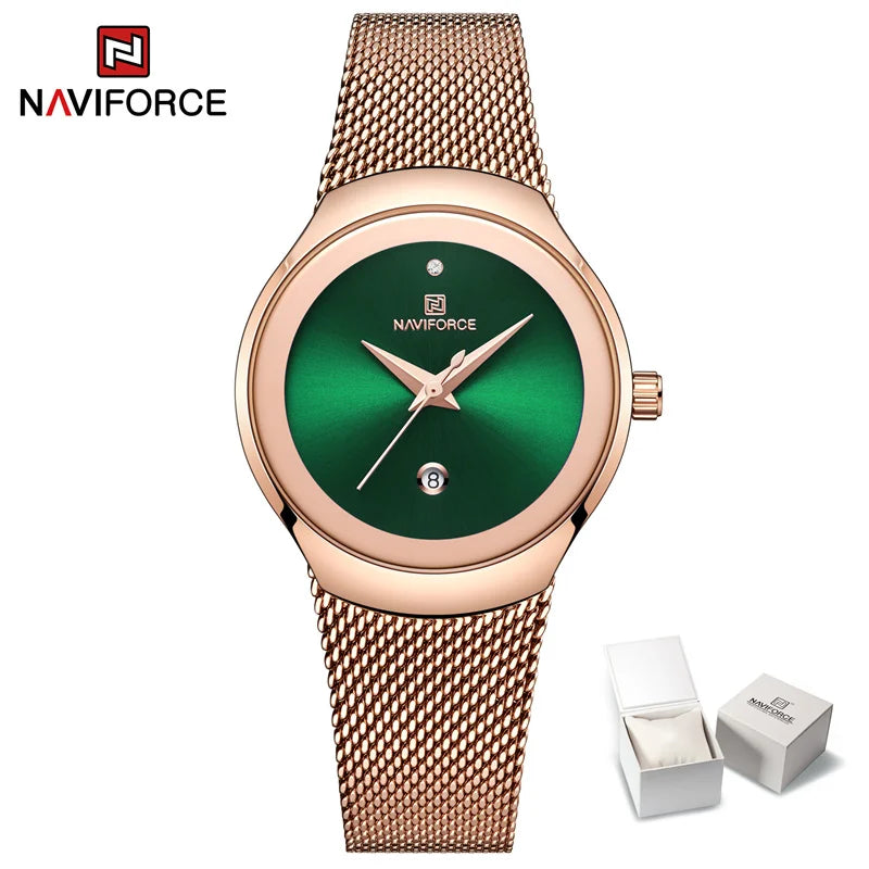 NAVIFORCE 2022 Women Watches Luxury Rose Gold Ultra Thin Ladies Watch Luxury Waterproof Quartz WristWatch Woman Relogio Feminino
