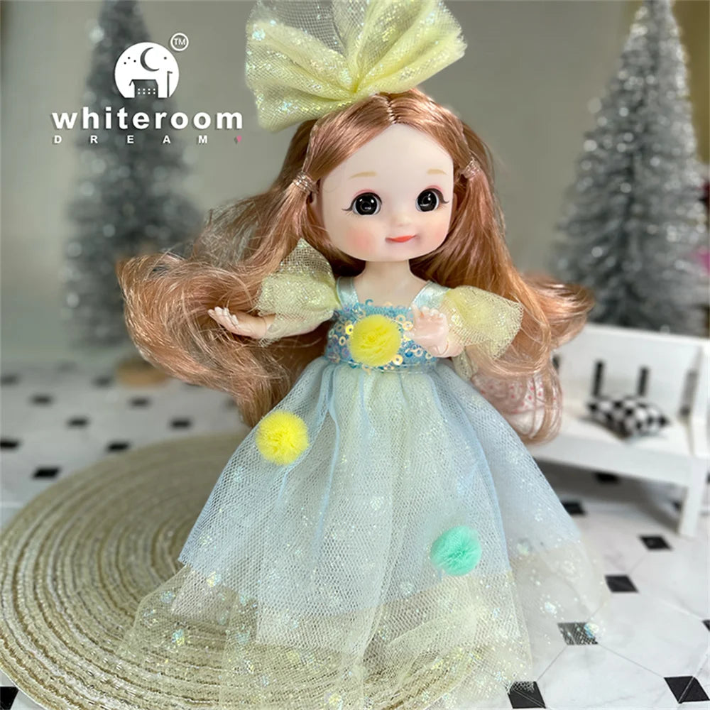 New 16cm Mini Bjd Doll 13 Joint Cute Doll 3D Brown Eye Dress Up Fashio InterCyprus Trading Ltd New 16cm Mini Bjd Doll 13 Joint Cute Doll 3D Brown Eye Dress Up Fashio InterCyprus Trading Ltd