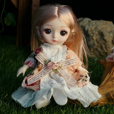 New 16cm Mini Bjd Doll 13 Joint Cute Doll 3D Brown Eye Dress Up Fashion Baby with Clothes Shoes Childre  DIY Toy Girl Gift Free baby16 / baby and clothes / CHINA