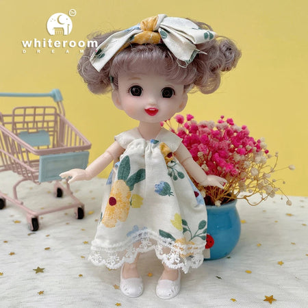 New 16cm Mini Bjd Doll 13 Joint Cute Doll 3D Brown Eye Dress Up Fashion Baby with Clothes Shoes Childre  DIY Toy Girl Gift Free baby2 1 / baby and clothes / CHINA