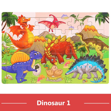 New 30 Pieces Wooden 3d Puzzles Cartoon Animal Jigsaw Puzzle Board Game Preschool Montessori Educational Toys For Children 30pcs Model 16