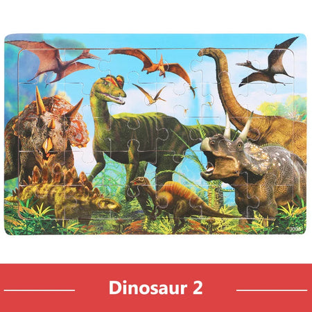 New 30 Pieces Wooden 3d Puzzles Cartoon Animal Jigsaw Puzzle Board Game Preschool Montessori Educational Toys For Children 30pcs Model 20