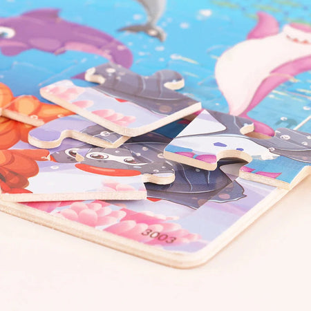 New 30 Pieces Wooden 3d Puzzles Cartoon Animal Jigsaw Puzzle Board Game Preschool Montessori Educational Toys For Children