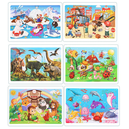New 30 Pieces Wooden 3d Puzzles Cartoon Animal Jigsaw Puzzle Board Game Preschool Montessori Educational Toys For Children