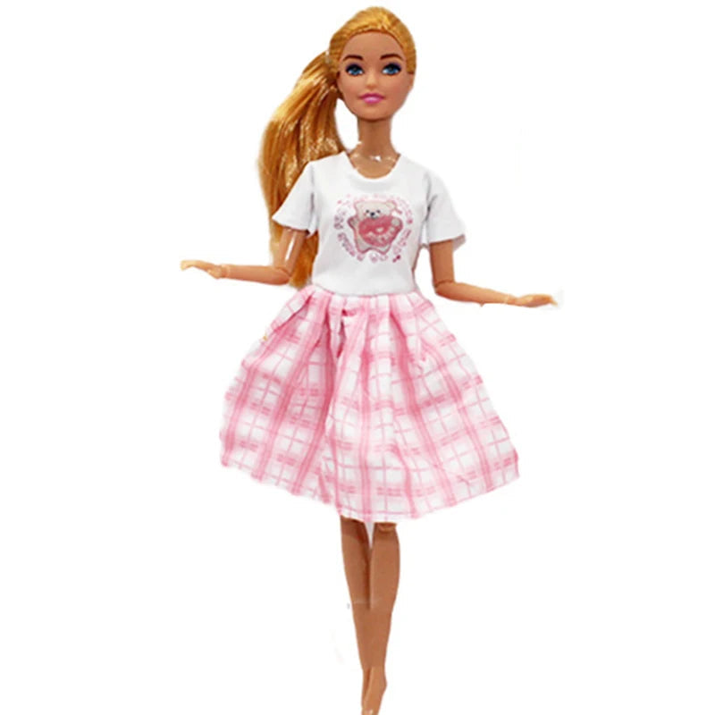 New 30cm Girl Doll Full Set 11.5inch Joints Doll with Fashion Rainbow Skirt Girls Dress Up Toys BB-002 / Doll with Clothes