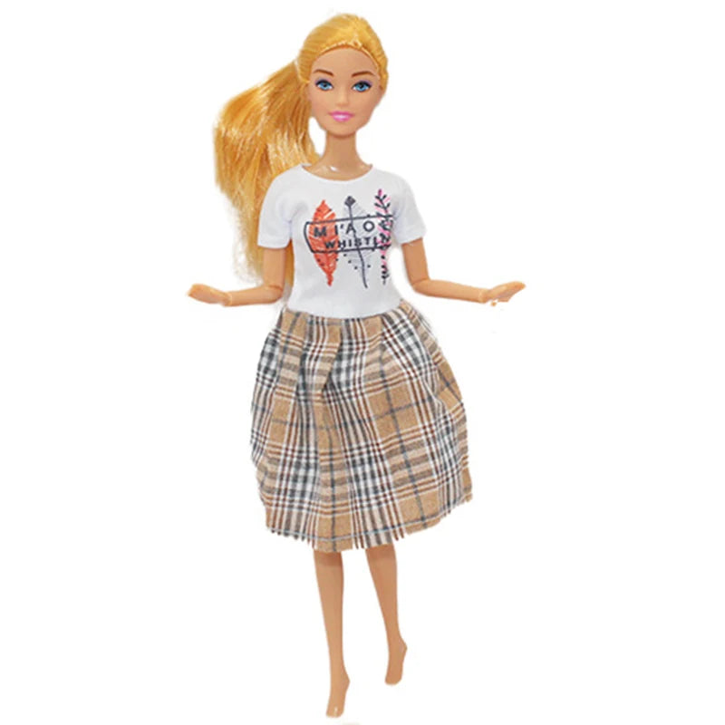 New 30cm Girl Doll Full Set 11.5inch Joints Doll with Fashion Rainbow Skirt Girls Dress Up Toys BB-003 / Doll with Clothes