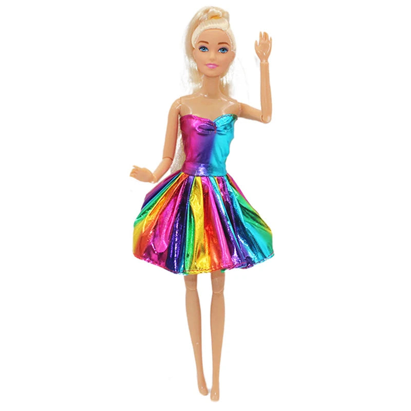 New 30cm Girl Doll Full Set 11.5inch Joints Doll with Fashion Rainbow Skirt Girls Dress Up Toys BB-011 / Doll with Clothes