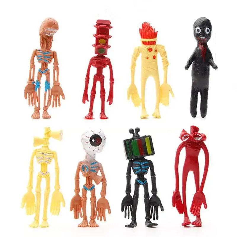 NEW 8pcs/set Siren Head PVC Toy Action Figures Sirenhead Figure Horror Models Funny Head Toys for Kids Children Birthday Gift