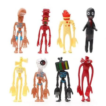 NEW 8pcs/set Siren Head PVC Toy Action Figures Sirenhead Figure Horror Models Funny Head Toys for Kids Children Birthday Gift