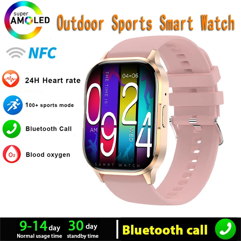 New AMOLED Screen Smart Watch Always Show Time Bluetooth Call Series 8 High Refresh Rtae NFC Smartwatch Men Sport Watches Women
