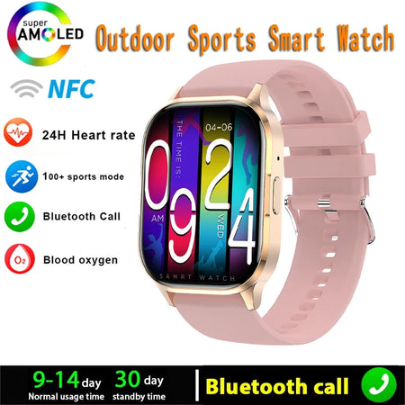 New AMOLED Screen Smart Watch Always Show Time Bluetooth Call Series 8 High Refresh Rtae NFC Smartwatch Men Sport Watches Women