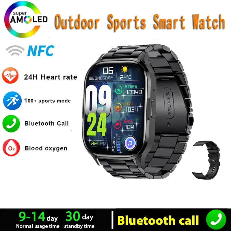 New AMOLED Screen Smart Watch Always Show Time Bluetooth Call Series 8 High Refresh Rtae NFC Smartwatch Men Sport Watches Women