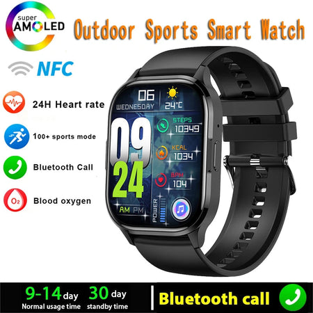 New AMOLED Screen Smart Watch Always Show Time Bluetooth Call Series 8 High Refresh Rtae NFC Smartwatch Men Sport Watches Women