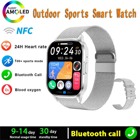 New AMOLED Screen Smart Watch Always Show Time Bluetooth Call Series 8 High Refresh Rtae NFC Smartwatch Men Sport Watches Women