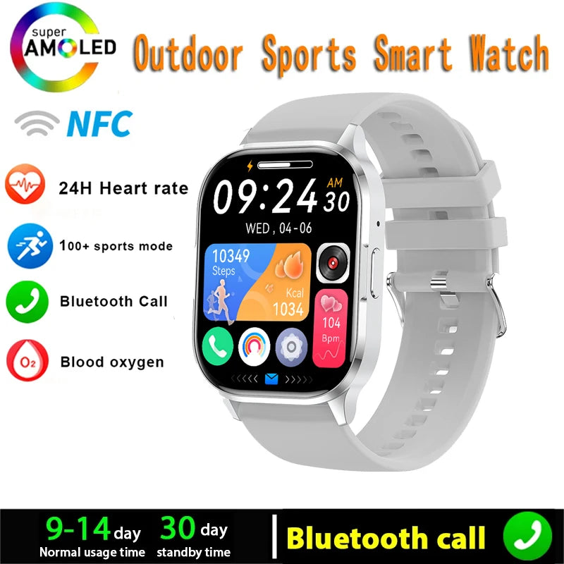New AMOLED Screen Smart Watch Always Show Time Bluetooth Call Series 8 High Refresh Rtae NFC Smartwatch Men Sport Watches Women