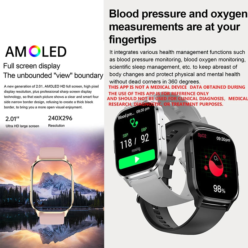 New AMOLED Screen Smart Watch Always Show Time Bluetooth Call Series 8 High Refresh Rtae NFC Smartwatch Men Sport Watches Women