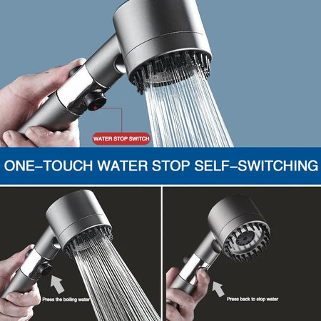 New Black Shower Head Rainfall High Pressure 3 Modes Adjustable Boost Filter Holder with Hose for Bathroom Accessories Sets
