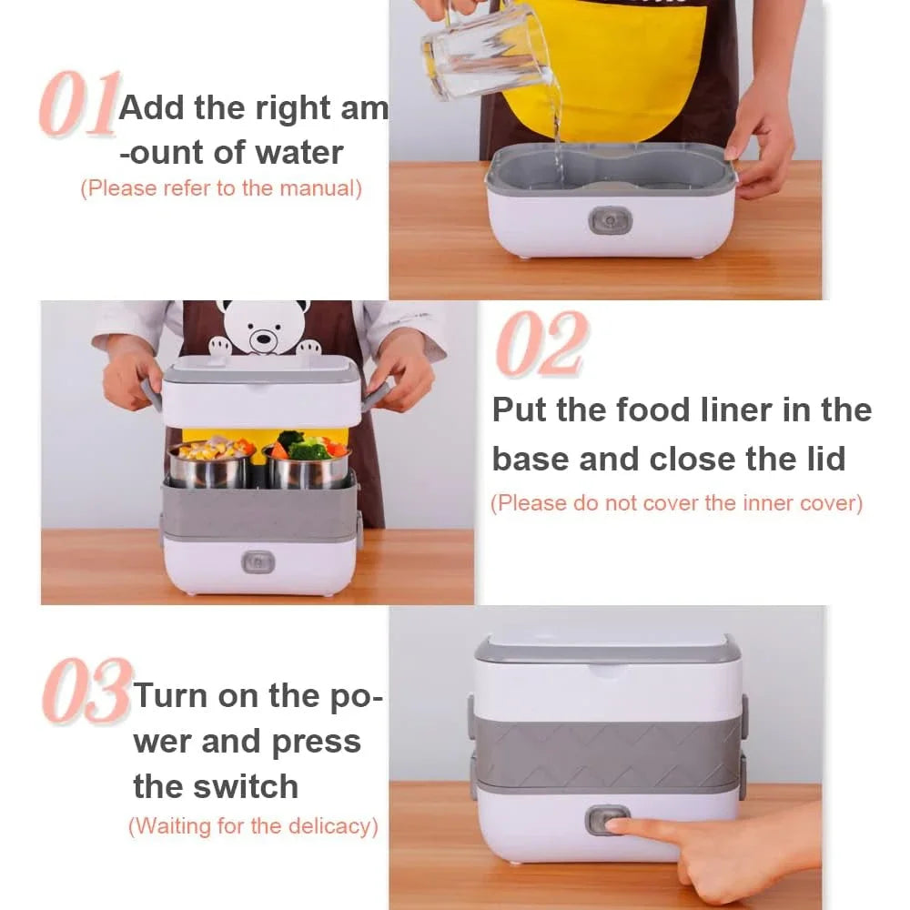 New Electric Lunch Box Portable Double Thermal Insulation Lunch Box with Stainless Steel Liners Home Food Heating Container Boxs