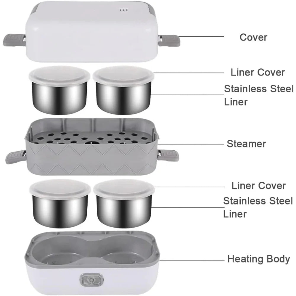 New Electric Lunch Box Portable Double Thermal Insulation Lunch Box with Stainless Steel Liners Home Food Heating Container Boxs