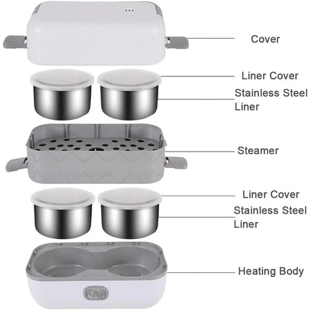 New Electric Lunch Box Portable Double Thermal Insulation Lunch Box with Stainless Steel Liners Home Food Heating Container Boxs