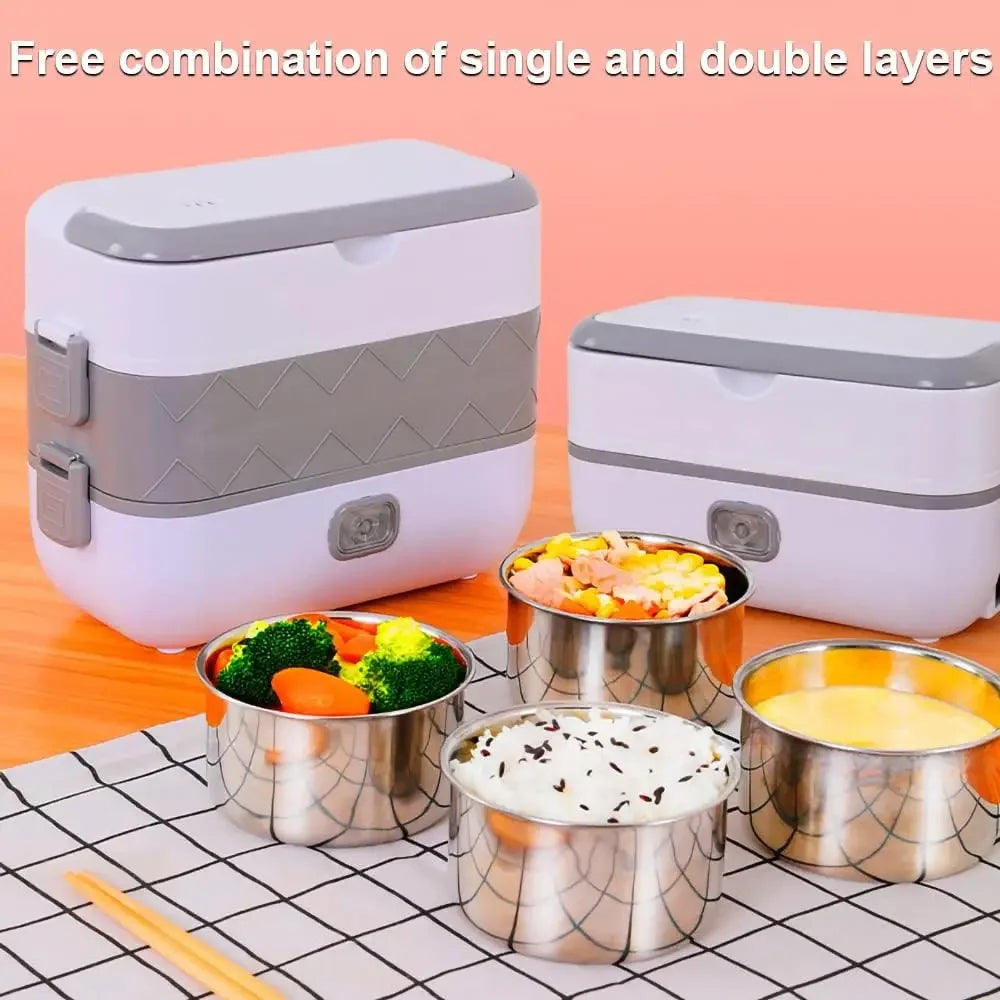 New Electric Lunch Box Portable Double Thermal Insulation Lunch Box with Stainless Steel Liners Home Food Heating Container Boxs
