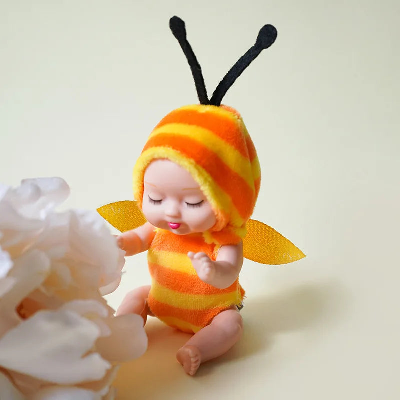 New Fashion 11cm Simulation Rebirth Dolls Toy Mini Cute Sleeping Baby Series Doll Cartoon Animal Toy for Kids Birthday Gift 11x5cm / Bee