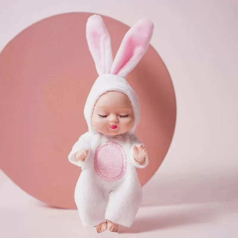 New Fashion 11cm Simulation Rebirth Dolls Toy Mini Cute Sleeping Baby Series Doll Cartoon Animal Toy for Kids Birthday Gift 11x5cm / Rabbit