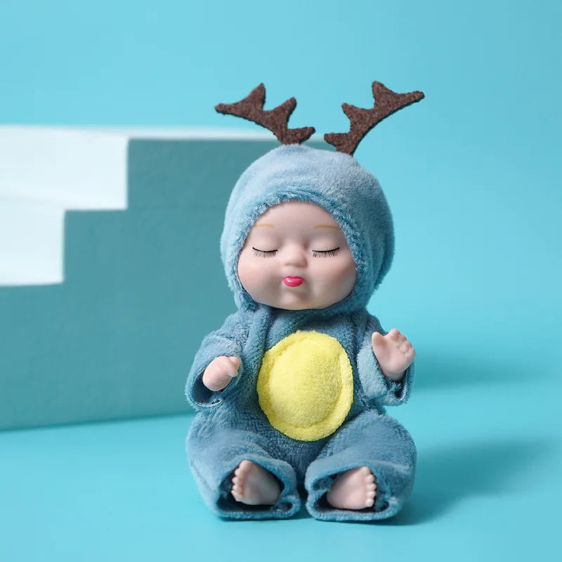 New Fashion 11cm Simulation Rebirth Dolls Toy Mini Cute Sleeping Baby Series Doll Cartoon Animal Toy for Kids Birthday Gift 11x5cm / Sika deer