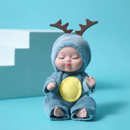 New Fashion 11cm Simulation Rebirth Dolls Toy Mini Cute Sleeping Baby Series Doll Cartoon Animal Toy for Kids Birthday Gift 11x5cm / Sika deer