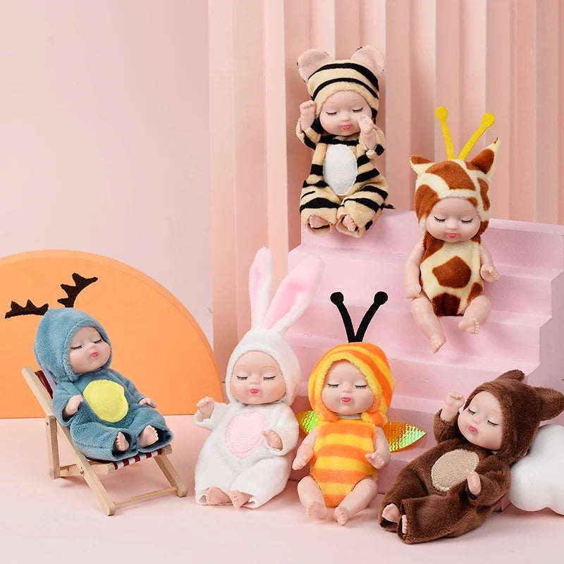 New Fashion 11cm Simulation Rebirth Dolls Toy Mini Cute Sleeping Baby Series Doll Cartoon Animal Toy for Kids Birthday Gift
