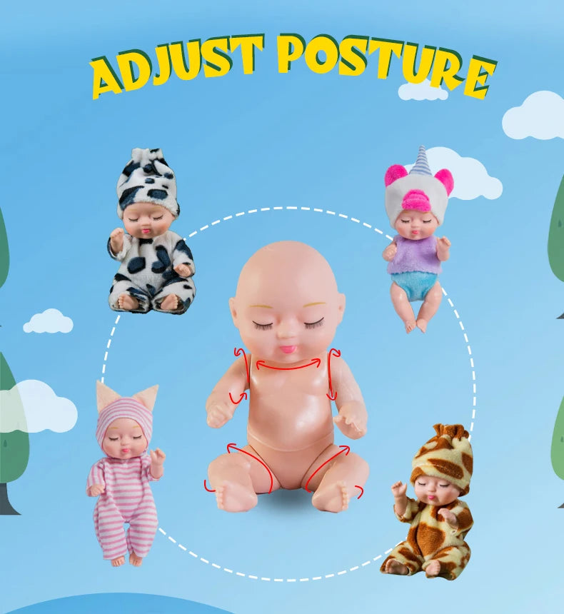New Fashion 11cm Simulation Rebirth Dolls Toy Mini Cute Sleeping Baby Series Doll Cartoon Animal Toy for Kids Birthday Gift