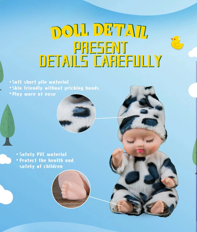 New Fashion 11cm Simulation Rebirth Dolls Toy Mini Cute Sleeping Baby Series Doll Cartoon Animal Toy for Kids Birthday Gift