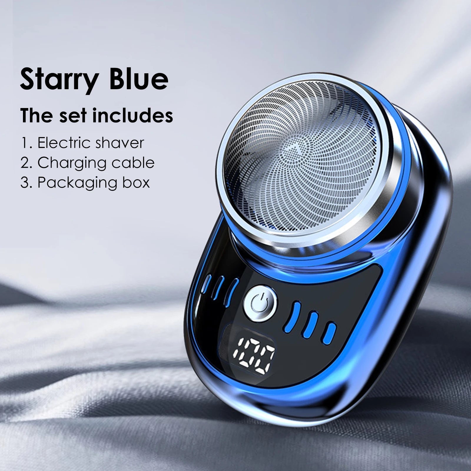 New Men Mini Electric Shaver Face Beard Trimmer USB Charging with Digital Display Pocket Beard Razor Cordless Travel Razor