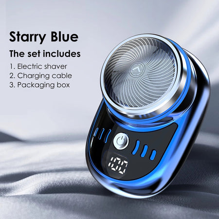 New Men Mini Electric Shaver Face Beard Trimmer USB Charging with Digital Display Pocket Beard Razor Cordless Travel Razor