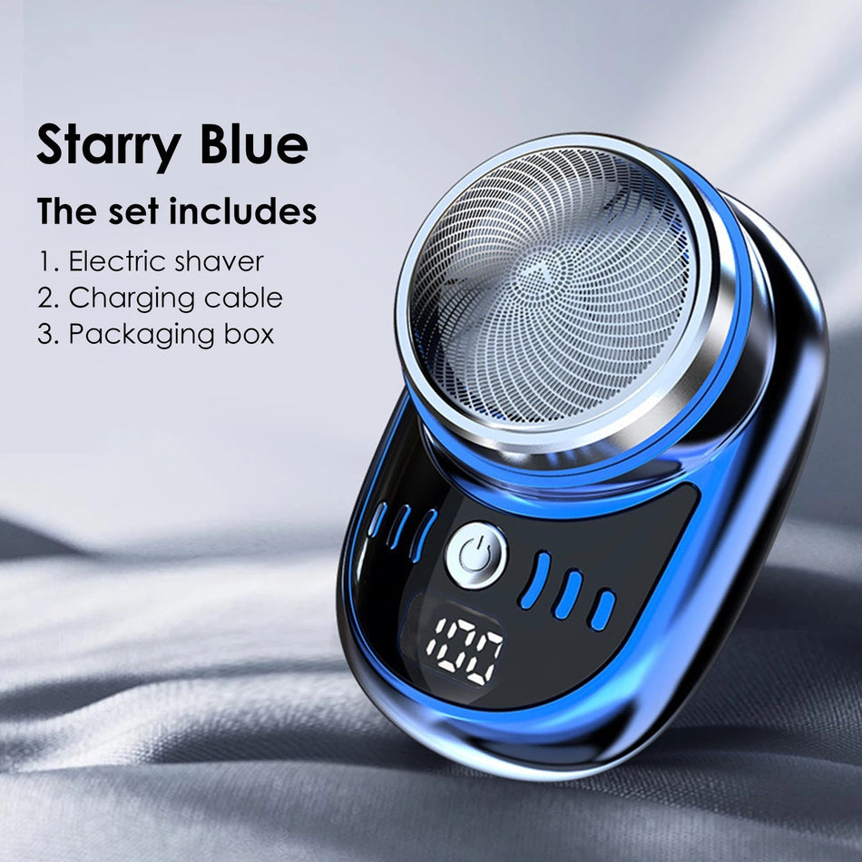 New Men Mini Electric Shaver Face Beard Trimmer USB Charging with Digital Display Pocket Beard Razor Cordless Travel Razor