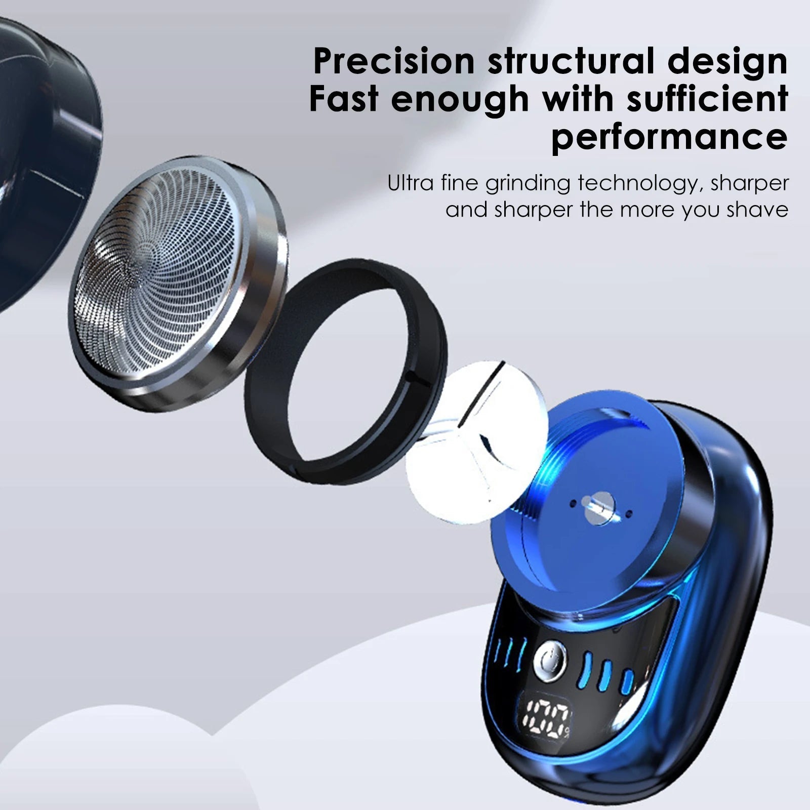 New Men Mini Electric Shaver Face Beard Trimmer USB Charging with Digital Display Pocket Beard Razor Cordless Travel Razor