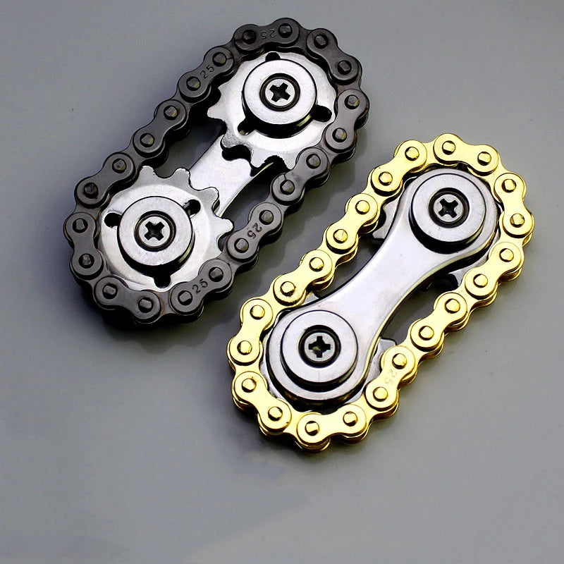 New Sprockets Flywheel Fingertip Gyro Fidget Spinner Antistress Anxiety Metal Bike Chains Christmas Gift For Adult Kids Black Gold